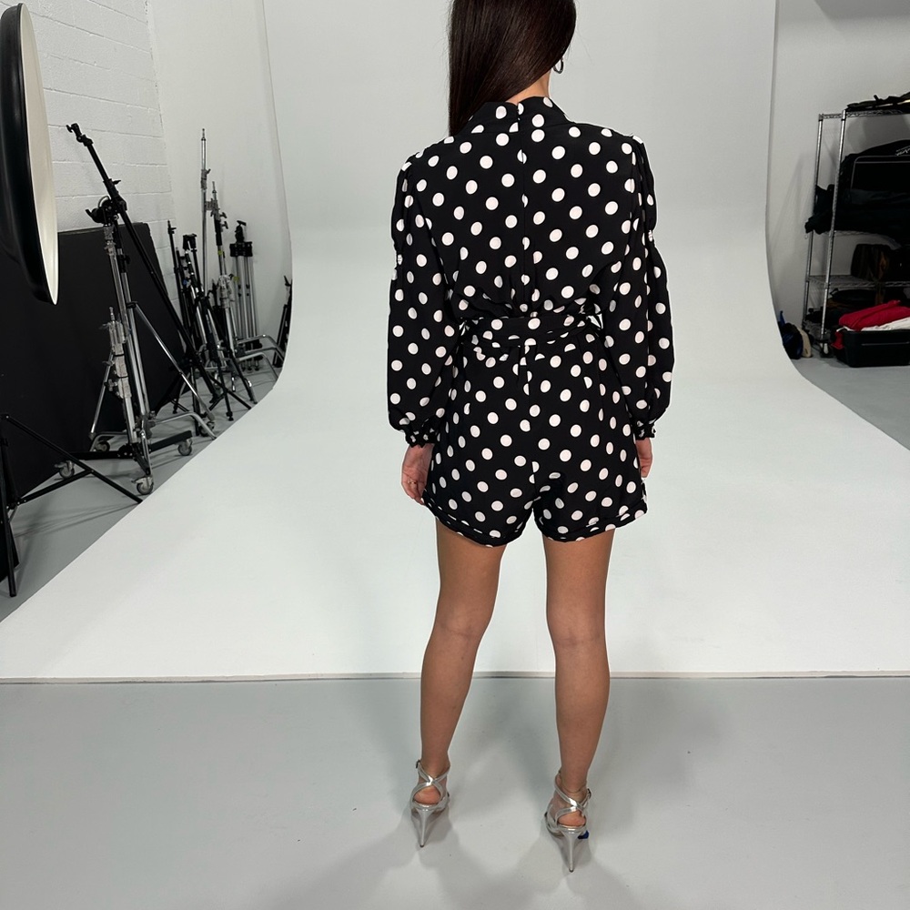 Black and White Polka Dot romper - Picture 3 of 8